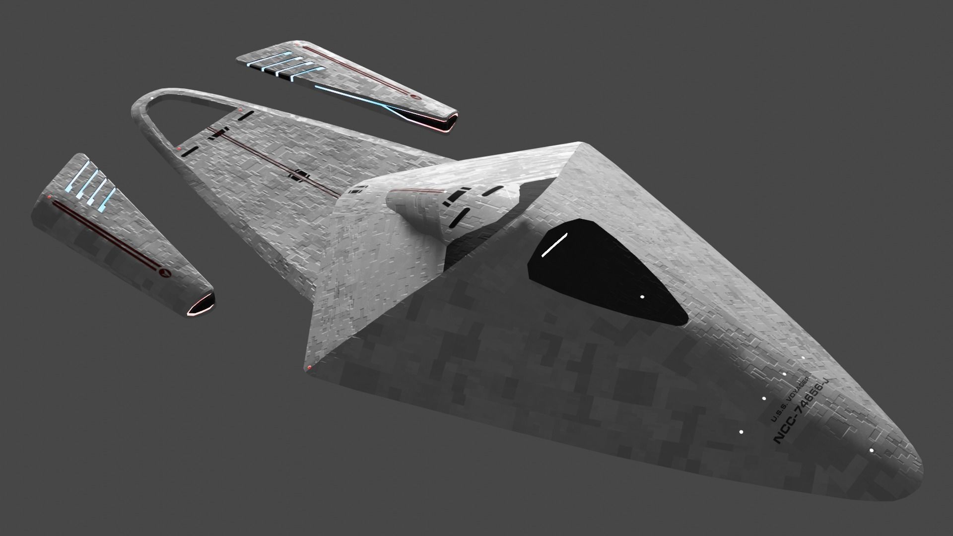 Star Trek Intrepid-Class Starship 32nd Century Low-poly 3D model_6