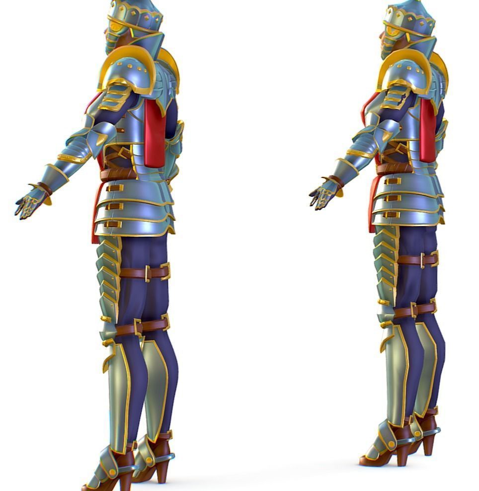Subdivision 3D Women The Heavy Knight Low-poly 3D model_2