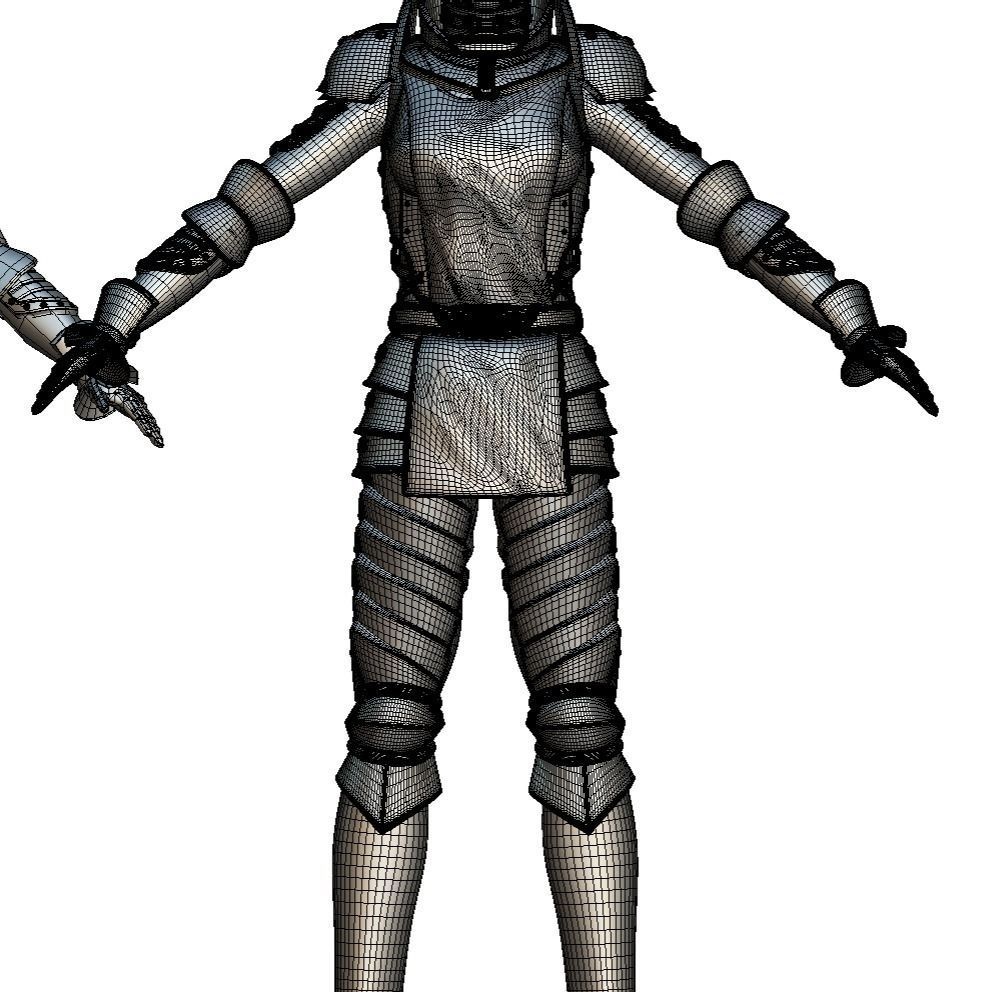 Subdivision 3D Women The Heavy Knight Low-poly 3D model_12