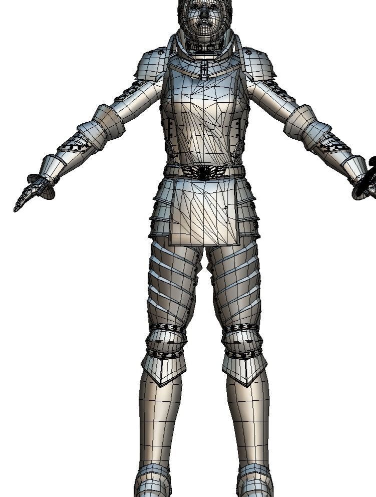 Subdivision 3D Women The Heavy Knight Low-poly 3D model_11