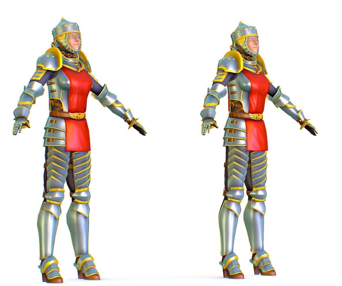 Subdivision 3D Women The Heavy Knight Low-poly 3D model_1