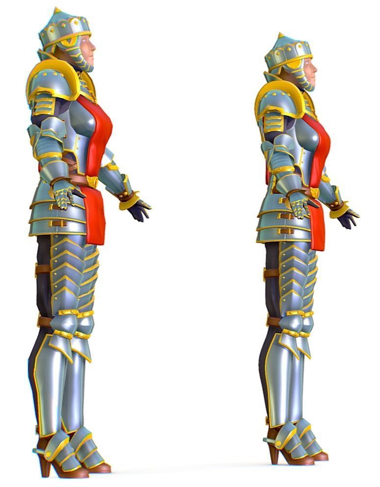 Subdivision 3D Women The Heavy Knight Low-poly 3D model_3