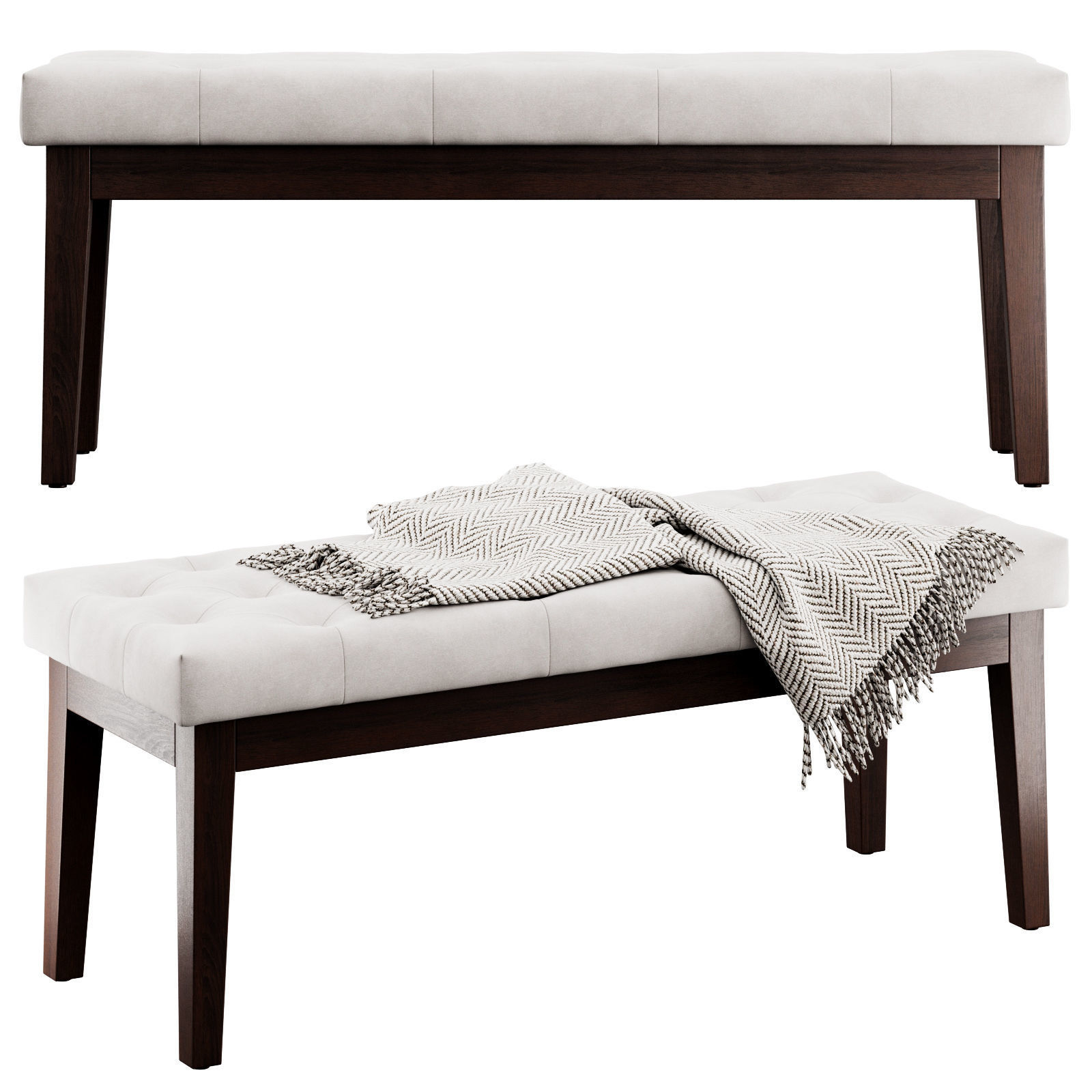 Entryway Wood Bench by HUIMO 3D model_4