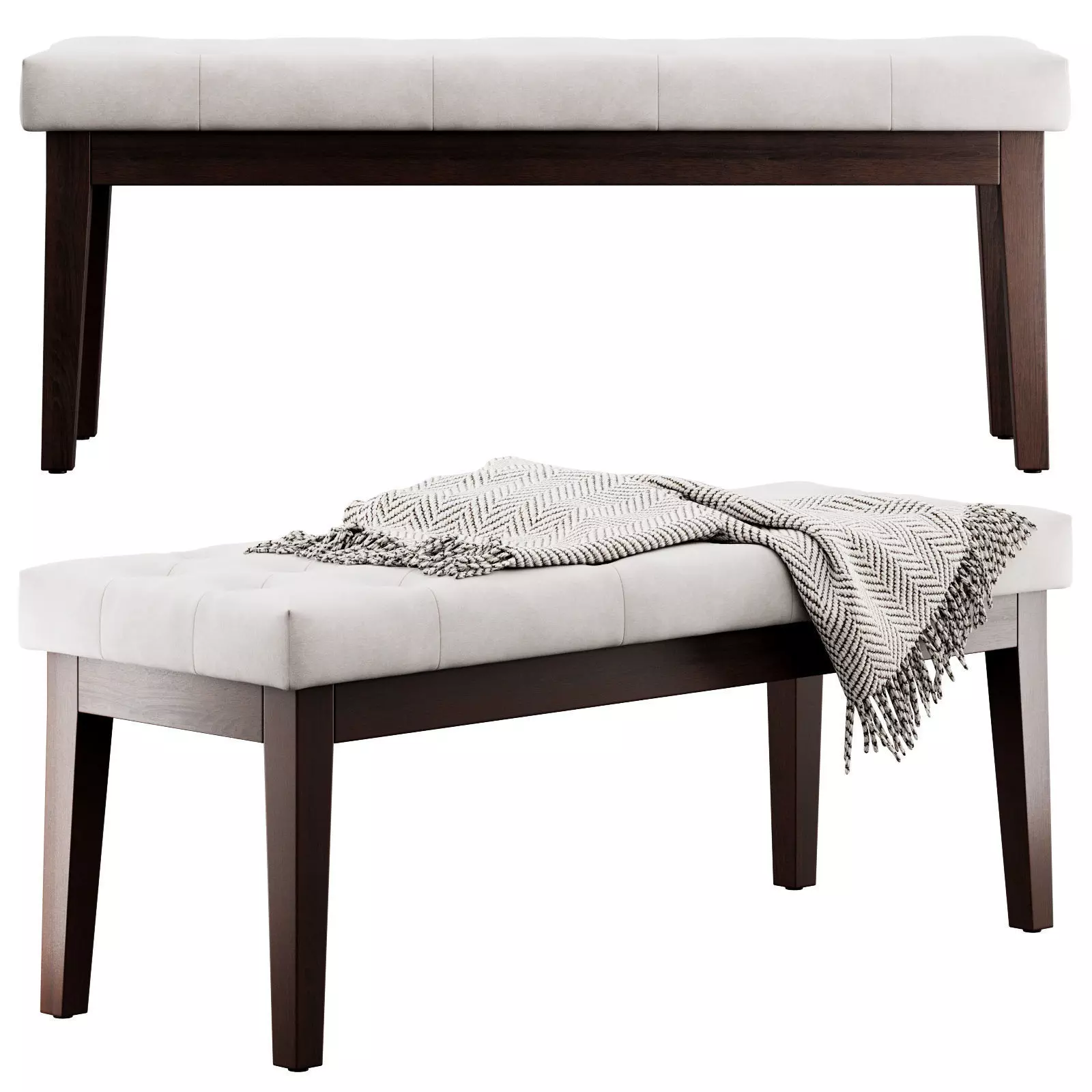 Entryway Wood Bench by HUIMO 3D model_0