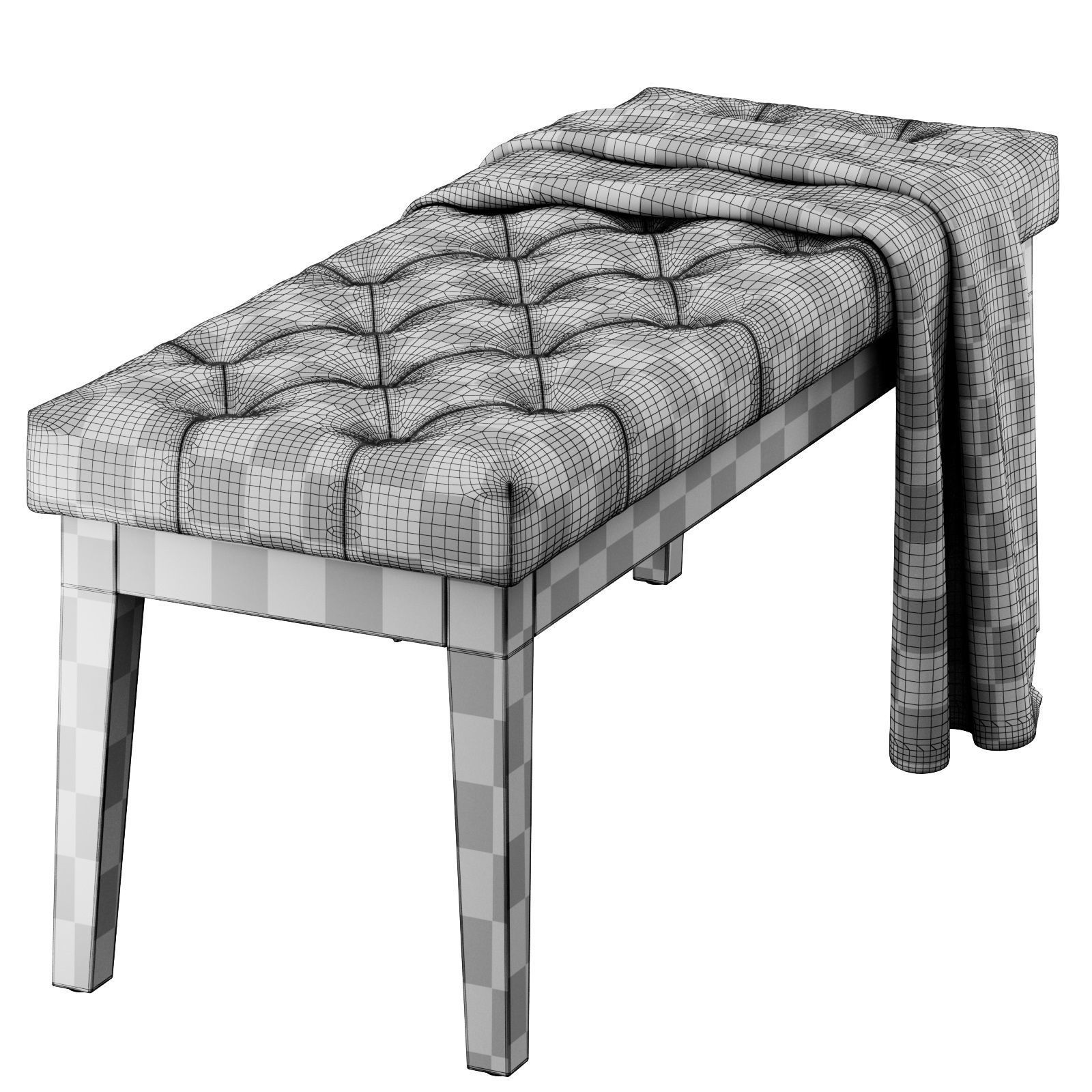 Entryway Wood Bench by HUIMO 3D model_3