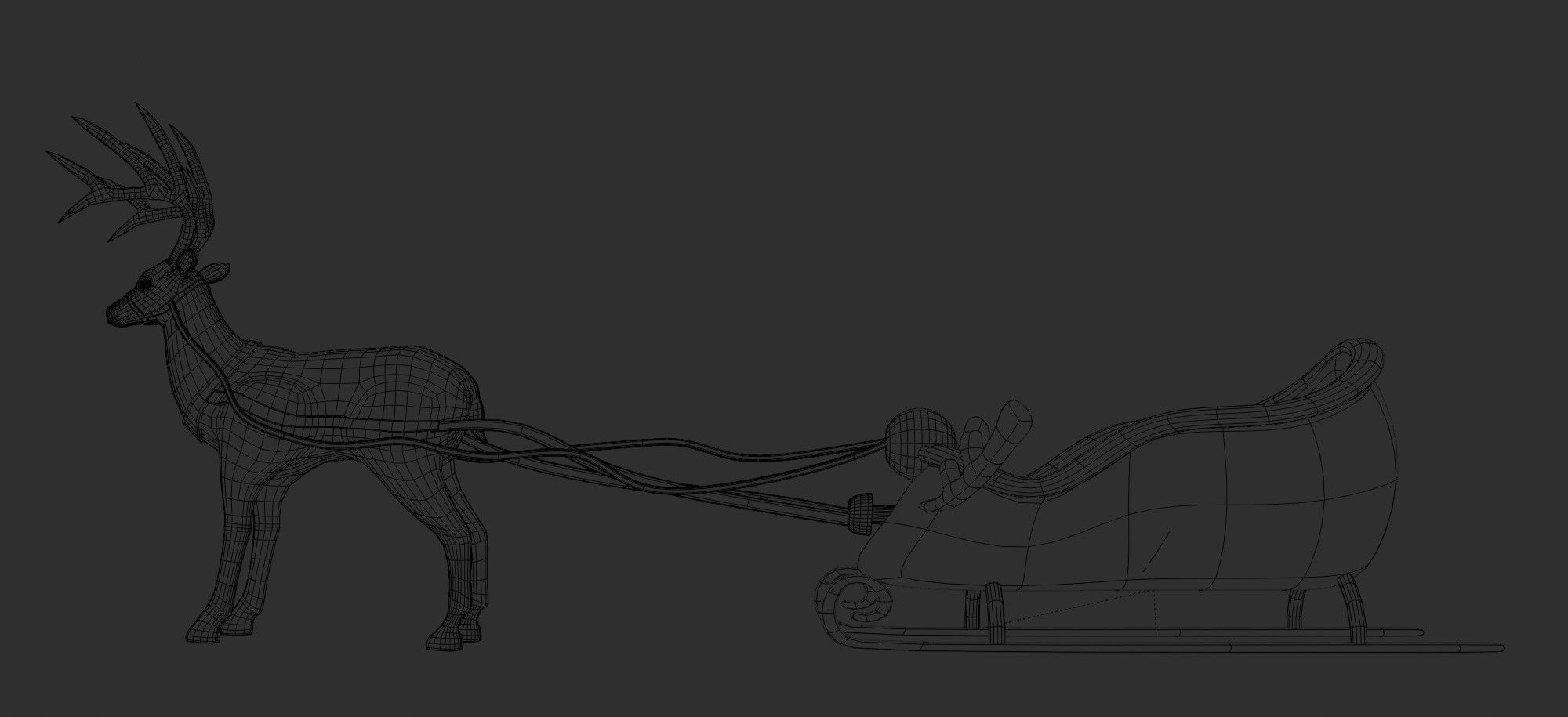 Merry christmas and happ new year reindeer with sleigh 3D model_17