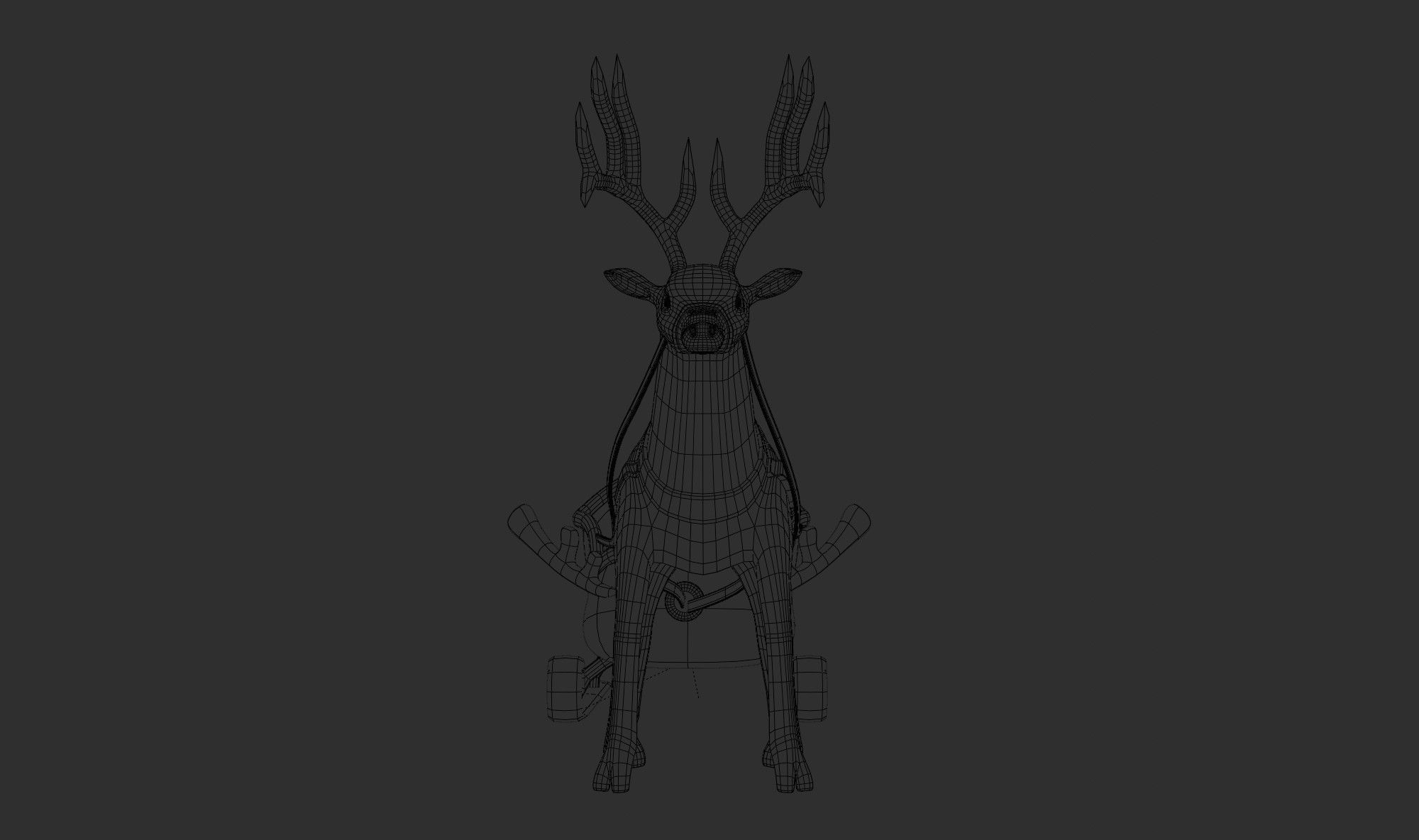 Merry christmas and happ new year reindeer with sleigh 3D model_6