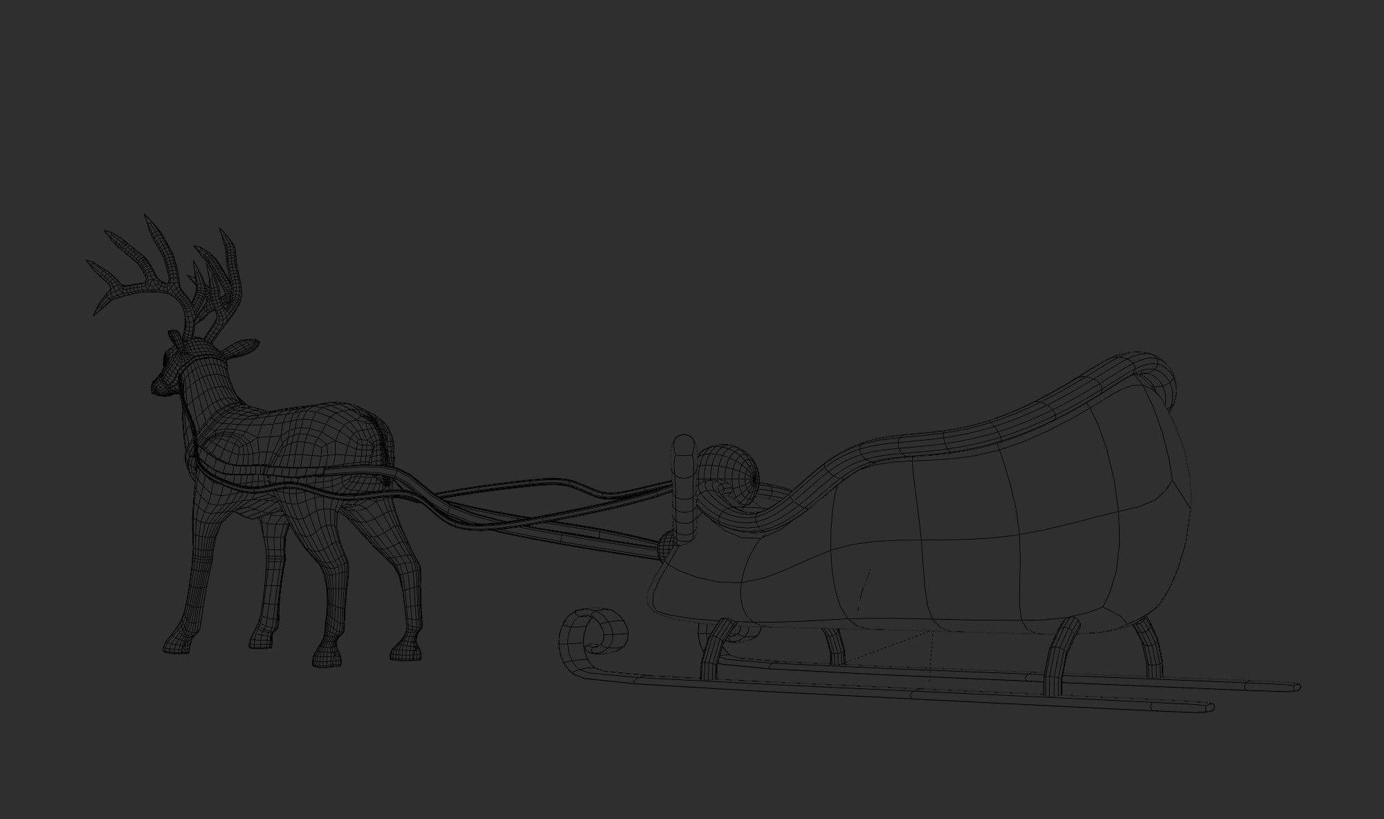 Merry christmas and happ new year reindeer with sleigh 3D model_19