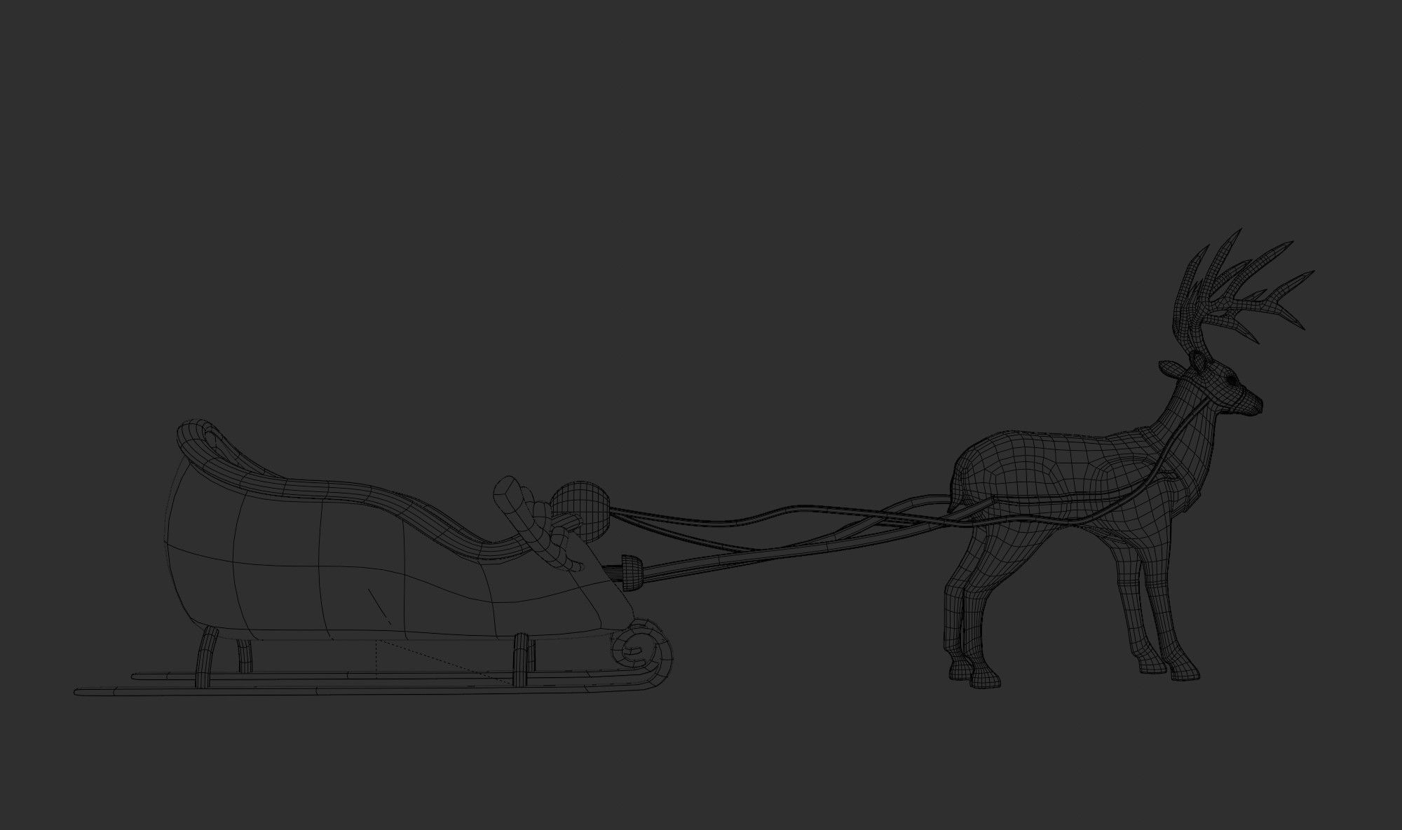 Merry christmas and happ new year reindeer with sleigh 3D model_12