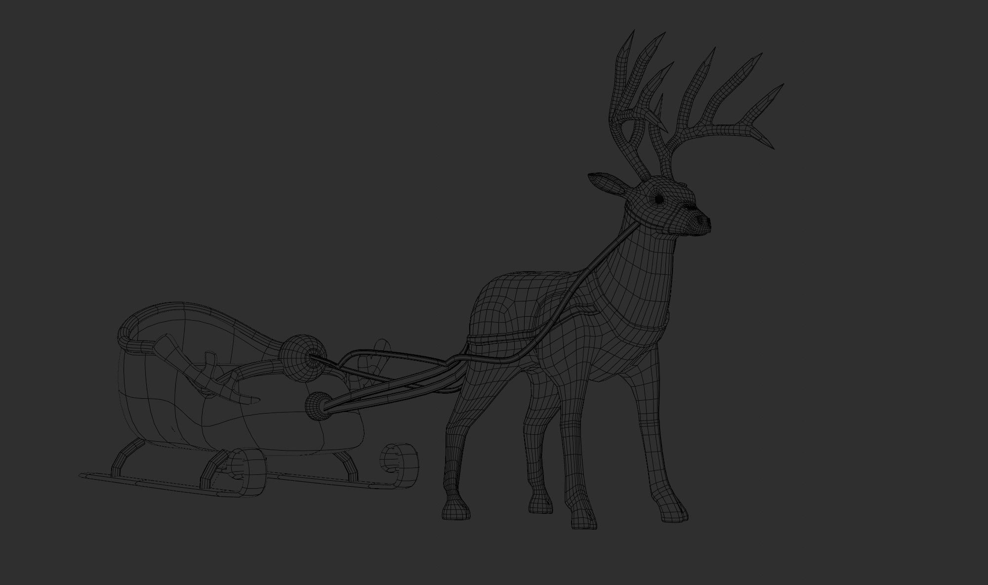 Merry christmas and happ new year reindeer with sleigh 3D model_9