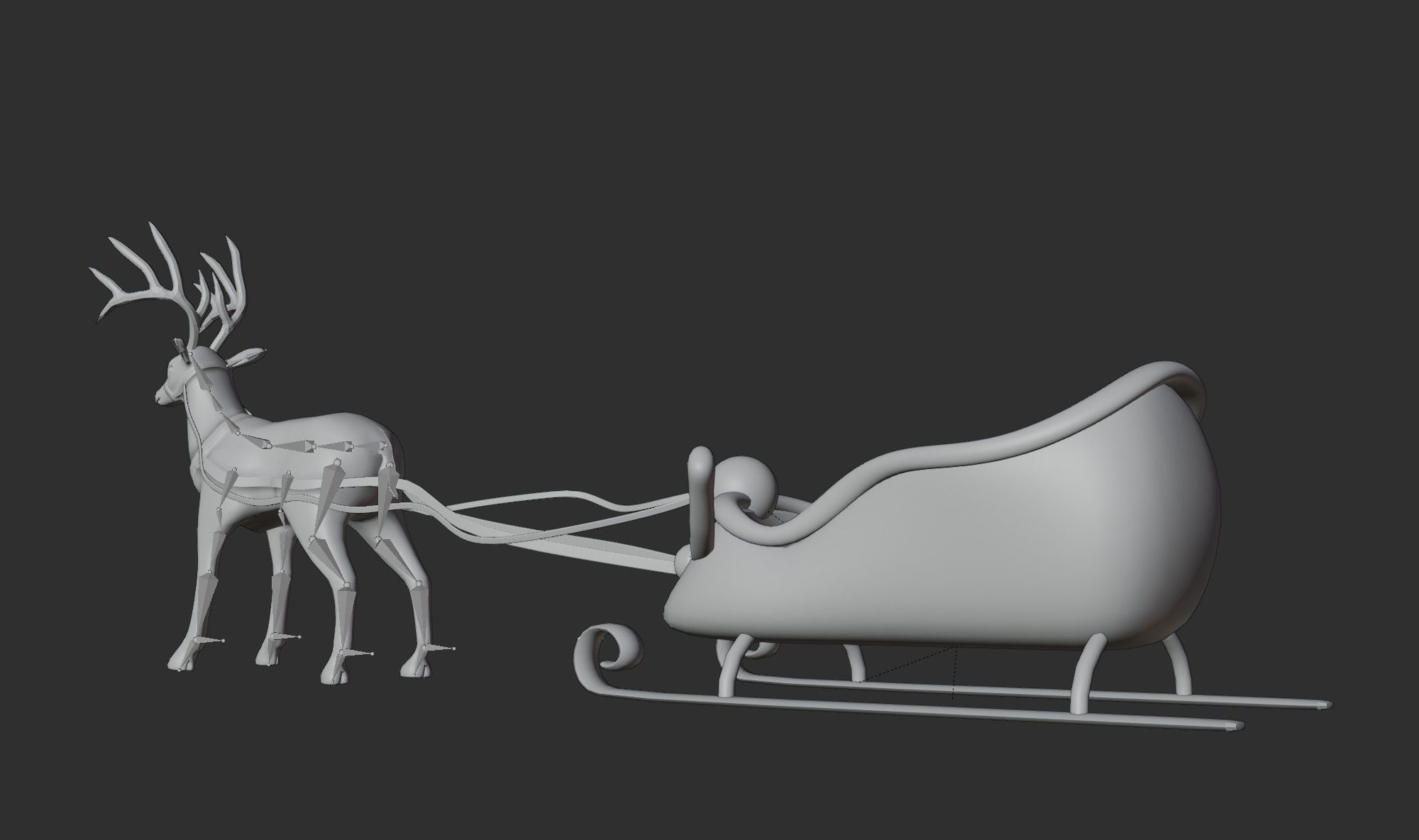 Merry christmas and happ new year reindeer with sleigh 3D model_20
