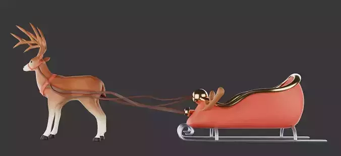Merry christmas and happ new year reindeer with sleigh
