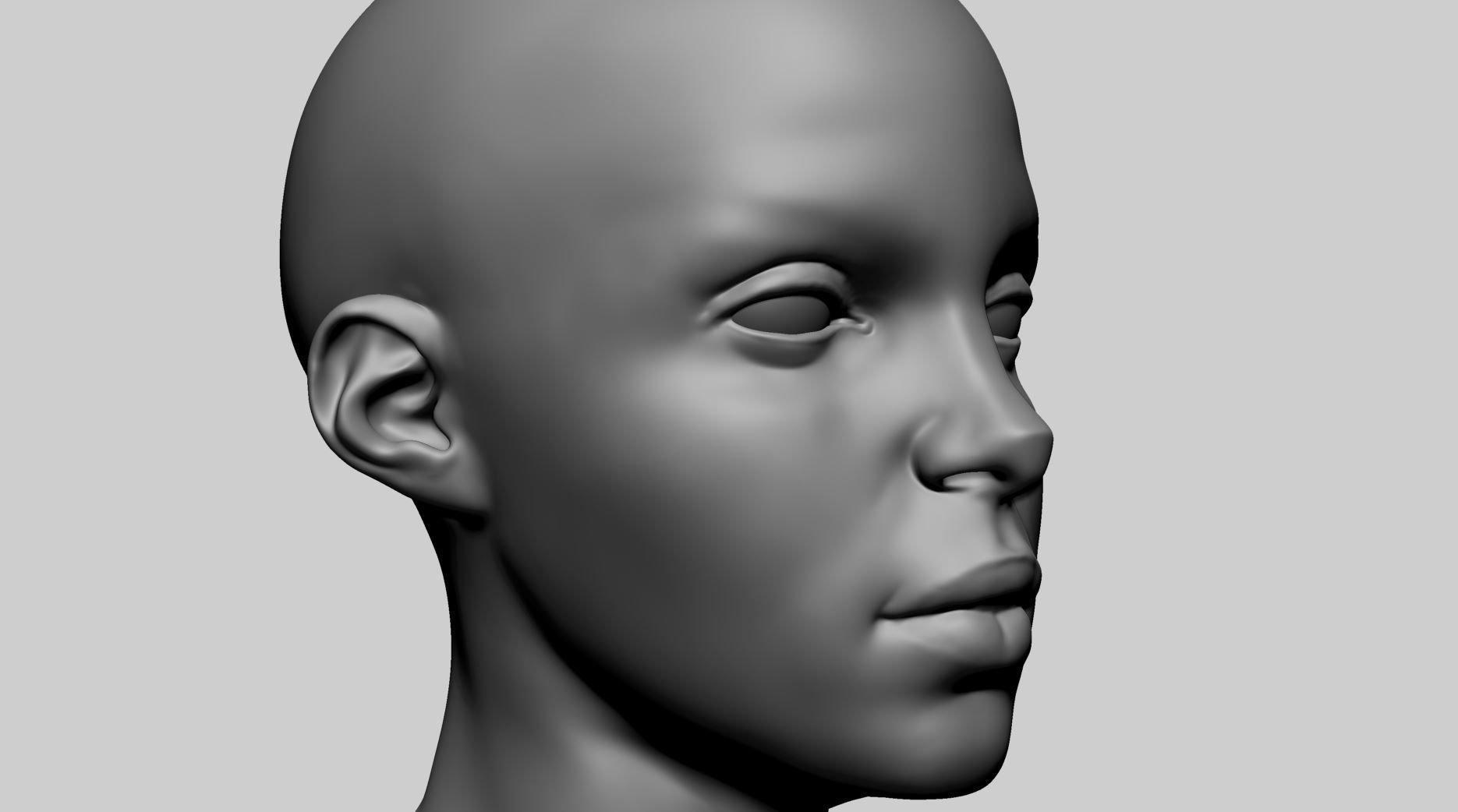 Stylized Female Head C 3D model_9