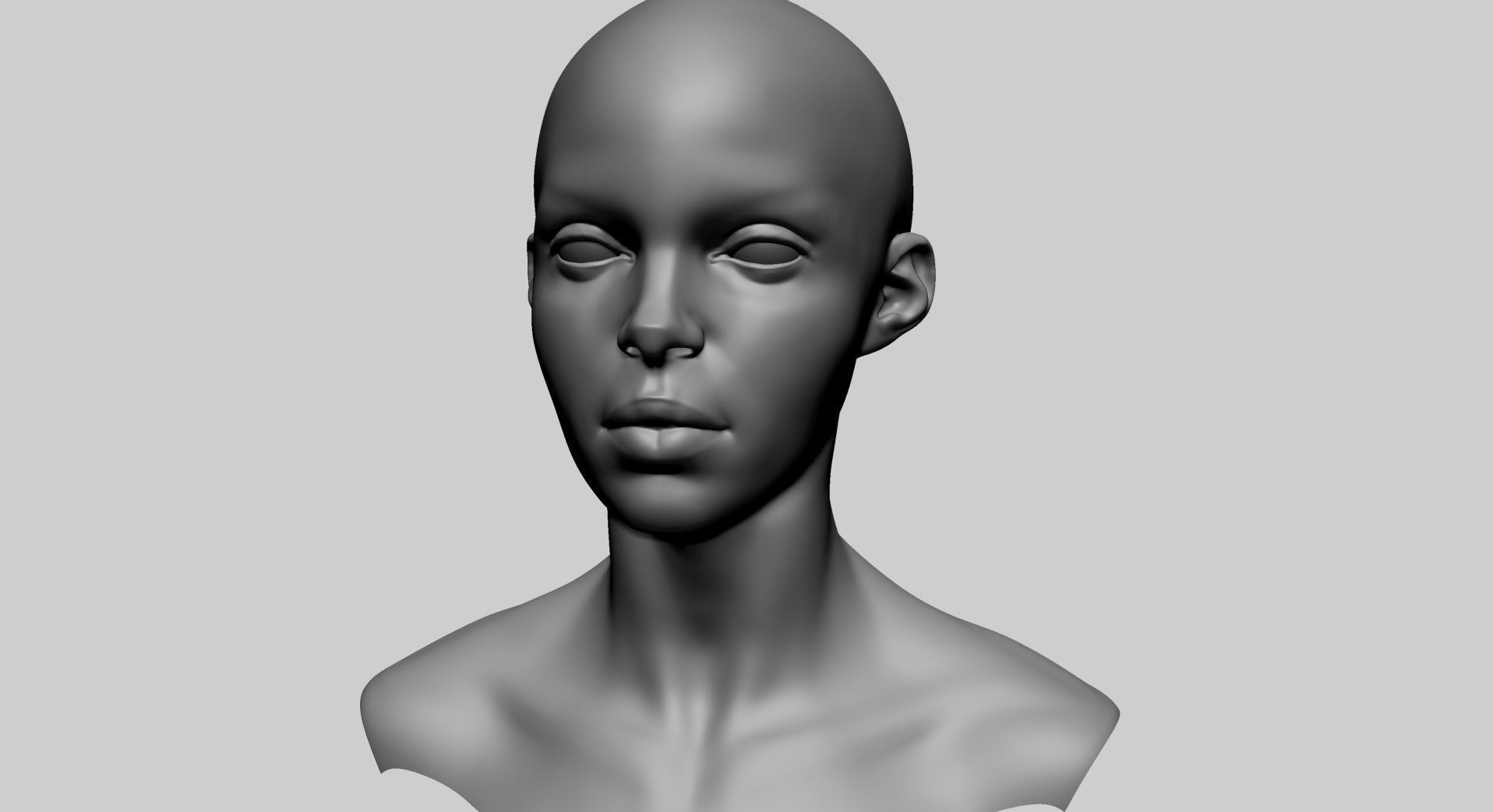 Stylized Female Head C 3D model_6