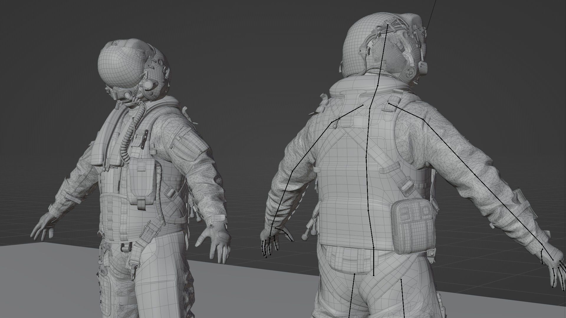 FLIGHT SUIT Fighter Pilot Rigged Low-poly 3D model_27
