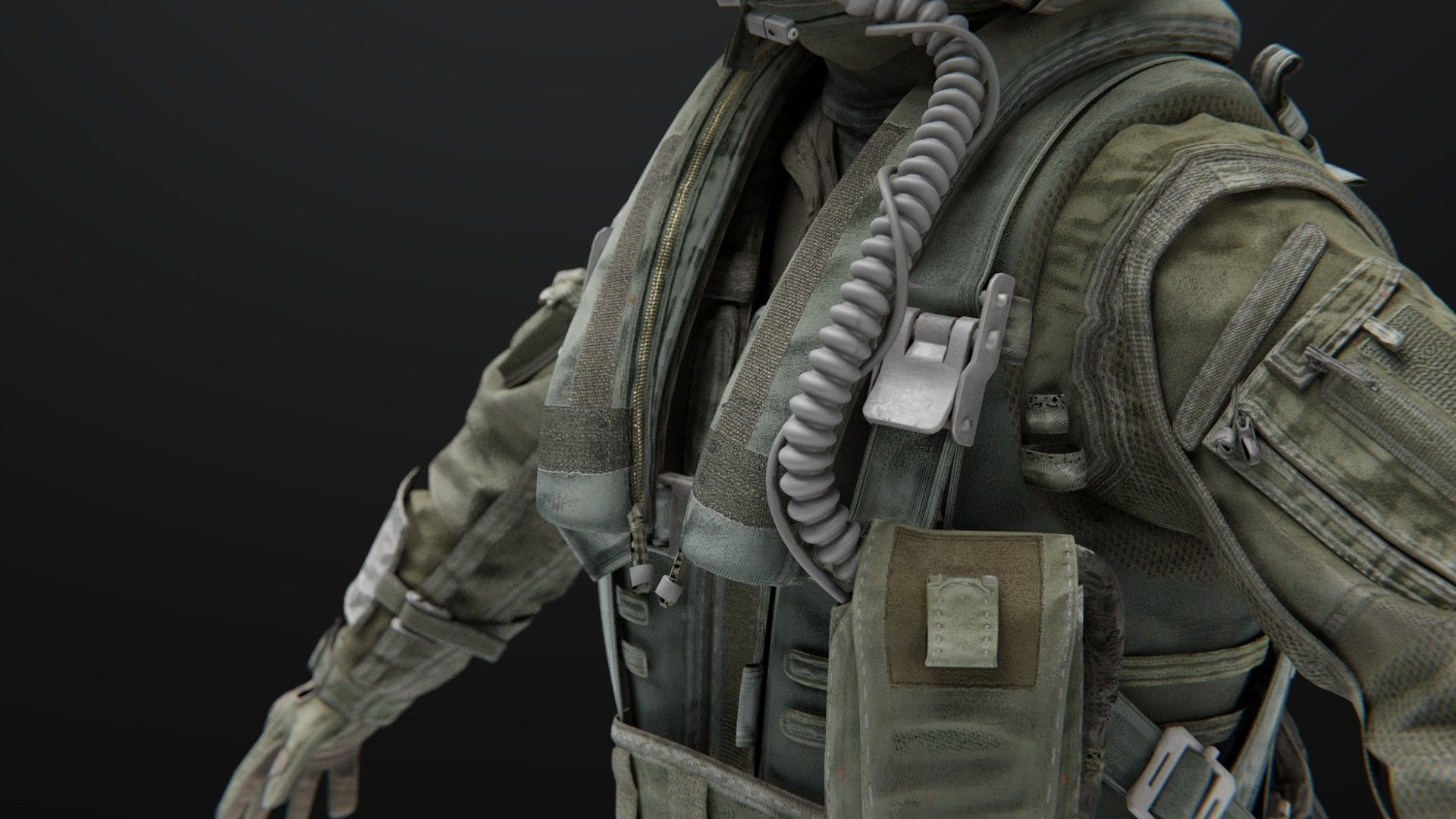 FLIGHT SUIT Fighter Pilot Rigged Low-poly 3D model_17