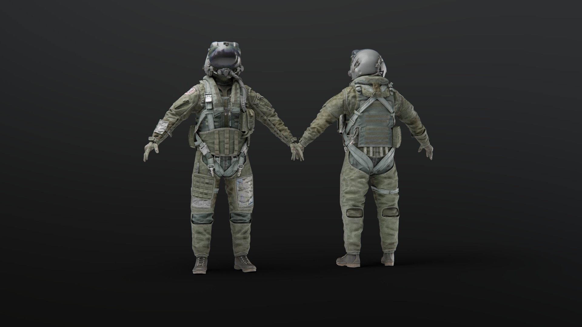 FLIGHT SUIT Fighter Pilot Rigged Low-poly 3D model_12
