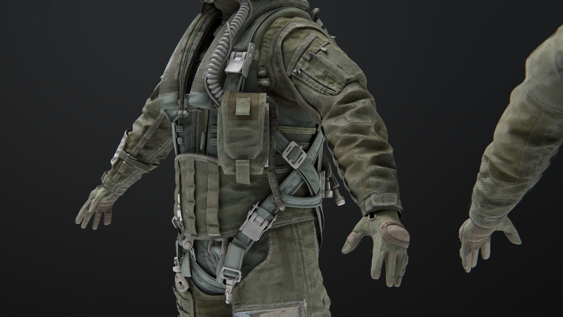 FLIGHT SUIT Fighter Pilot Rigged Low-poly 3D model_16