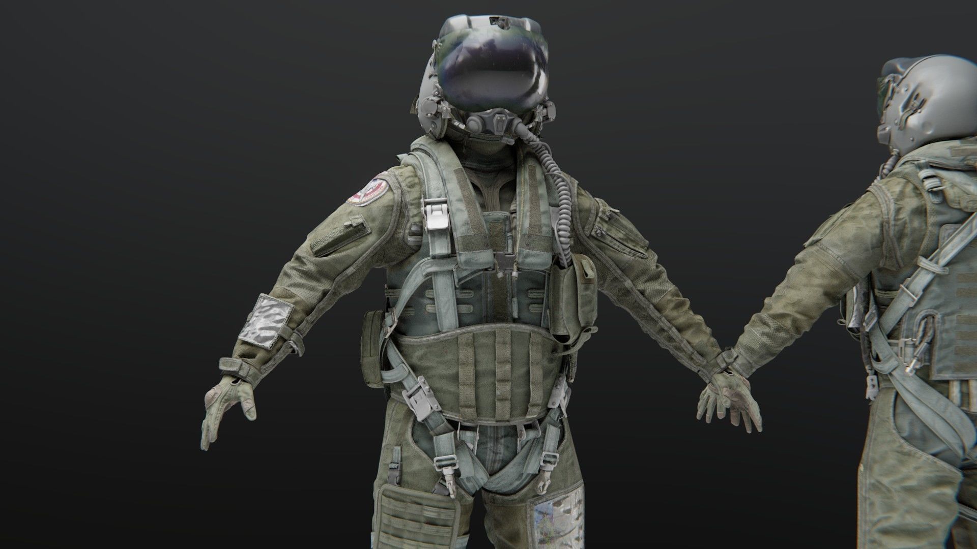 FLIGHT SUIT Fighter Pilot Rigged Low-poly 3D model_15