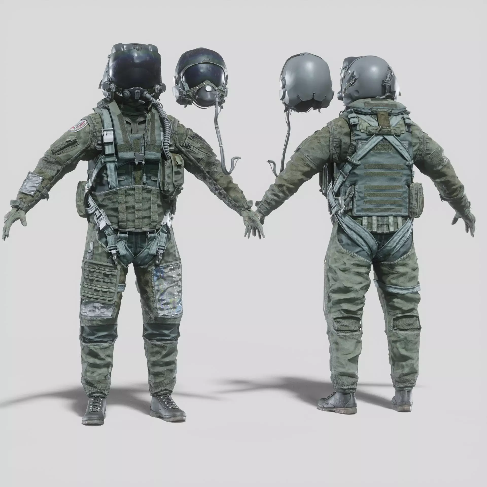 FLIGHT SUIT Fighter Pilot Rigged Low-poly 3D model_0