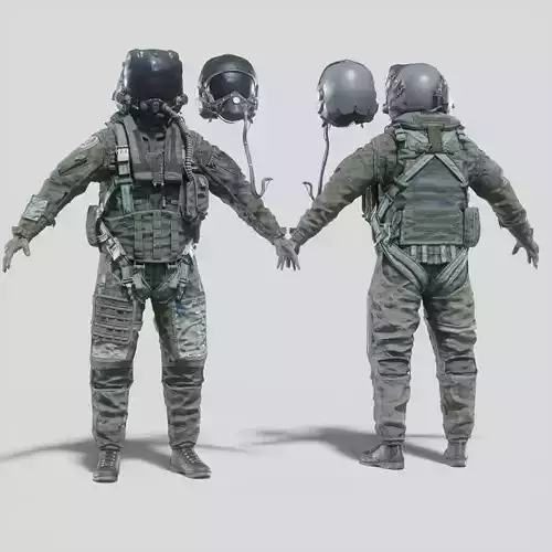 FLIGHT SUIT Fighter Pilot Rigged Low-poly 3D model