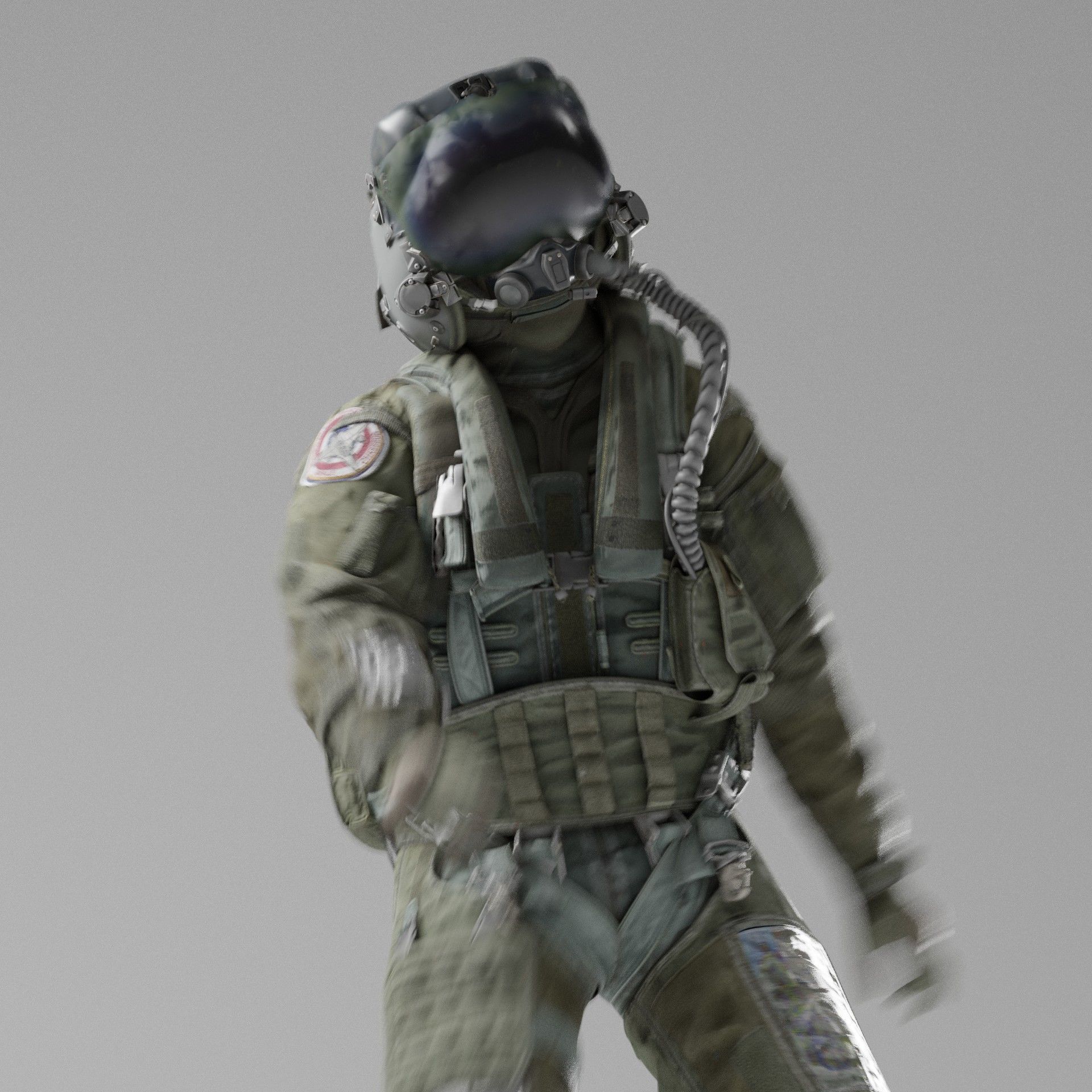 FLIGHT SUIT Fighter Pilot Rigged Low-poly 3D model_4