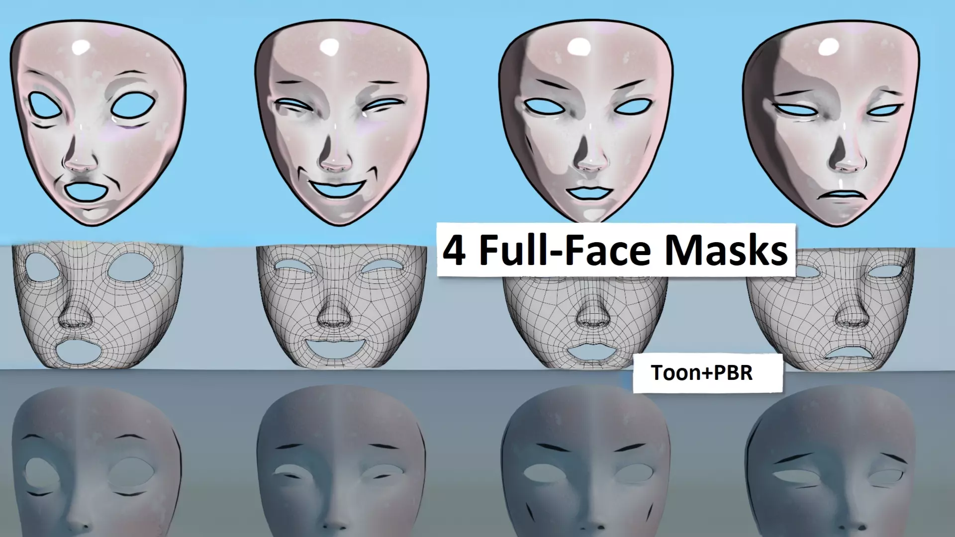 Full-Face Masks Low-poly 3D model_0