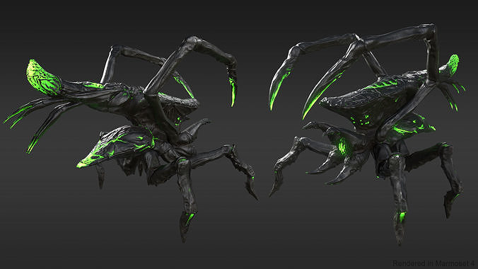 Arachnid group of spiders Low-poly 3D model