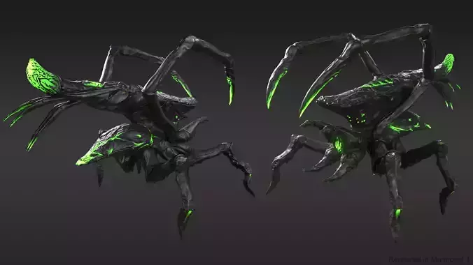Arachnid group of spiders Low-poly 3D model