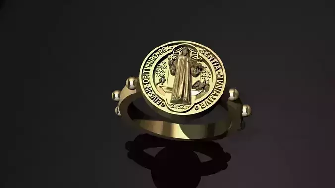 anillo san benito Ring saint benedict en rosario modelo 3D 