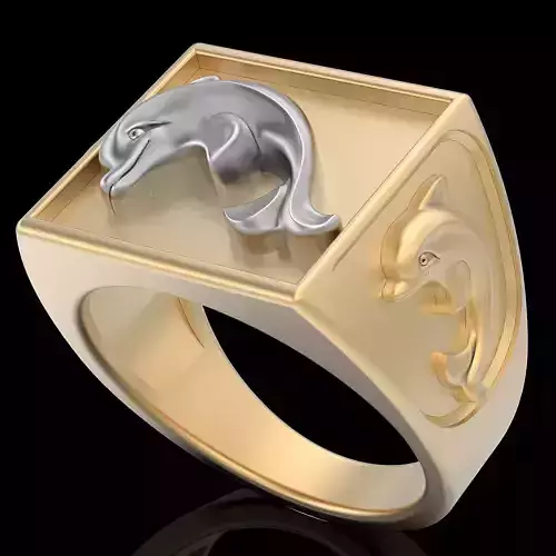 Dolphin ring silver gold sterling printable jewelry 3D model