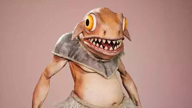 Lizard warrior Low-poly 3D model