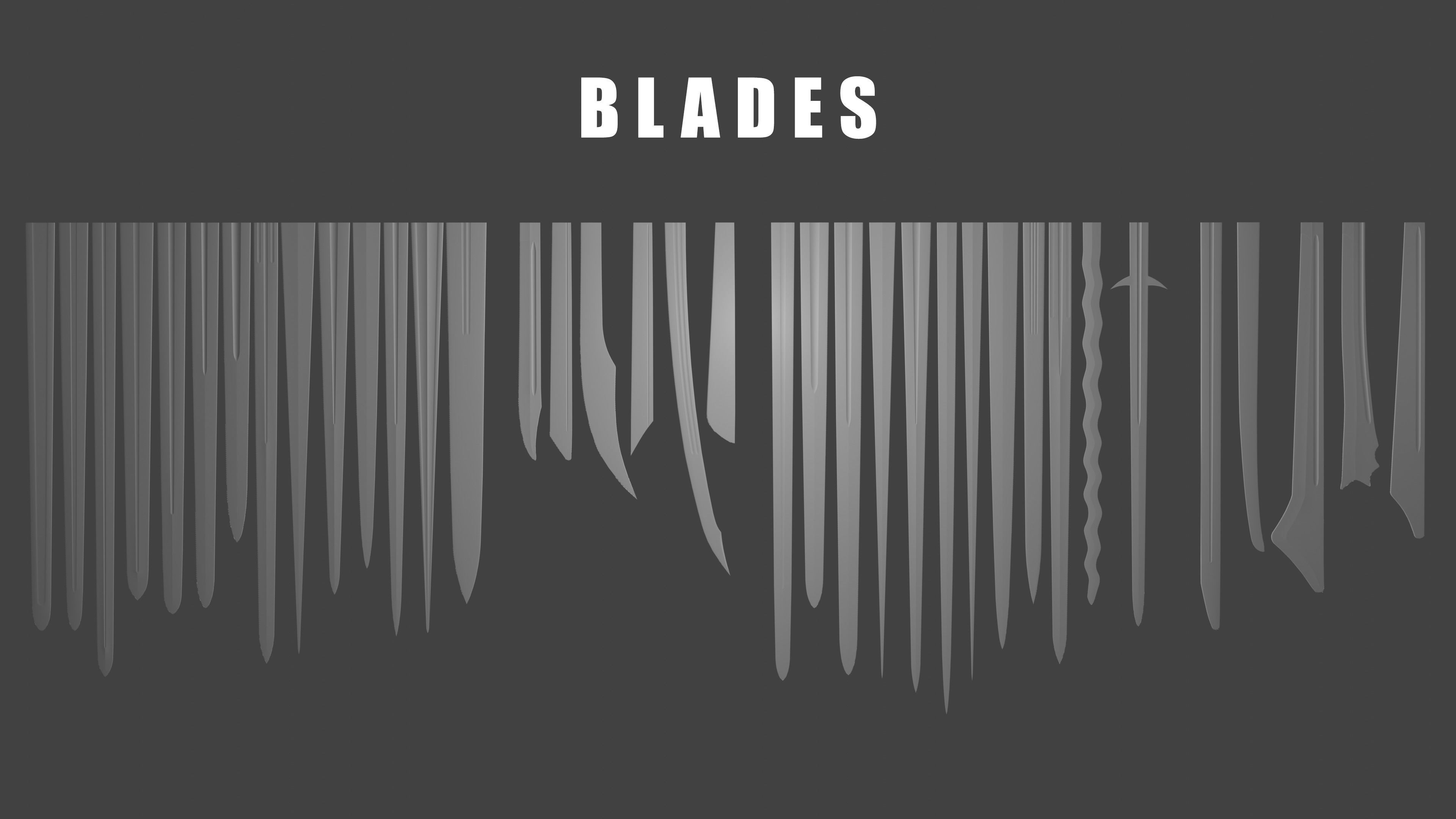 Modular Medieval European Sword-Falchion pack Low-poly 3D model_6