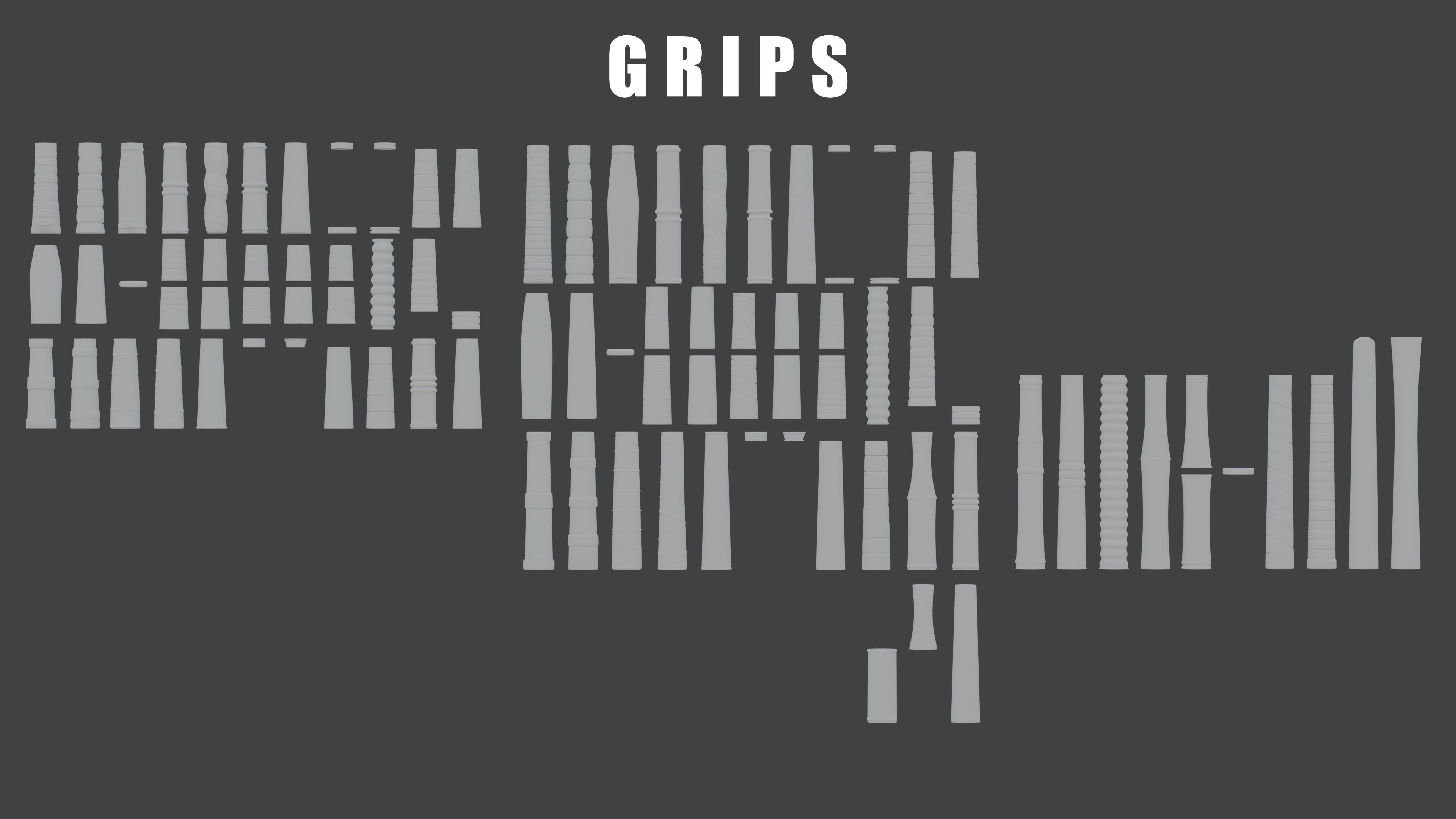 Modular Medieval European Sword-Falchion pack Low-poly 3D model_4