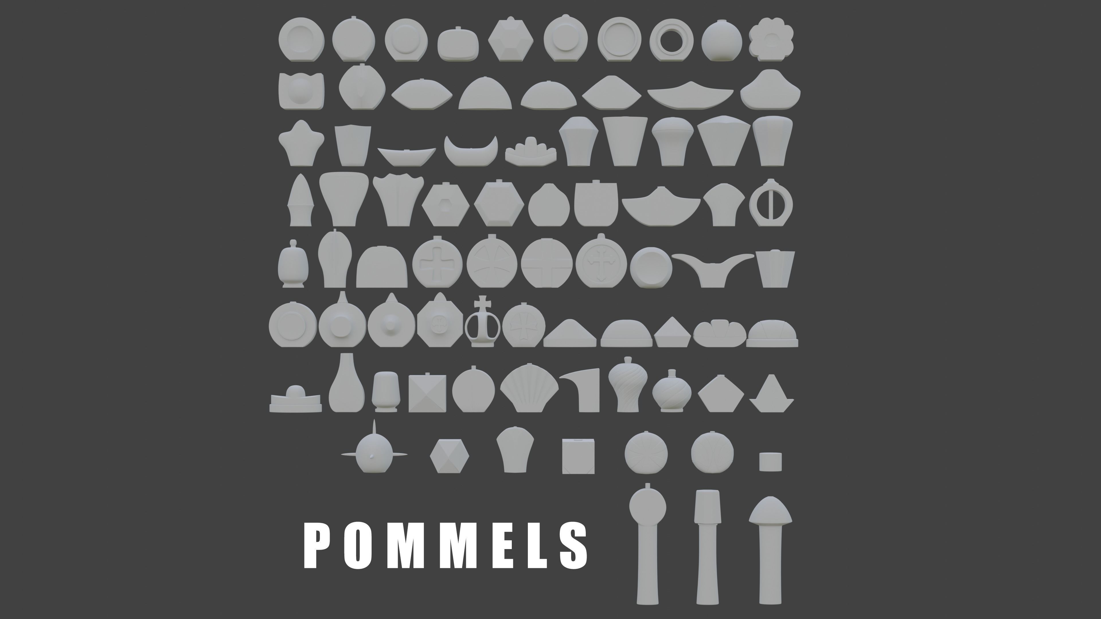 Modular Medieval European Sword-Falchion pack Low-poly 3D model_3