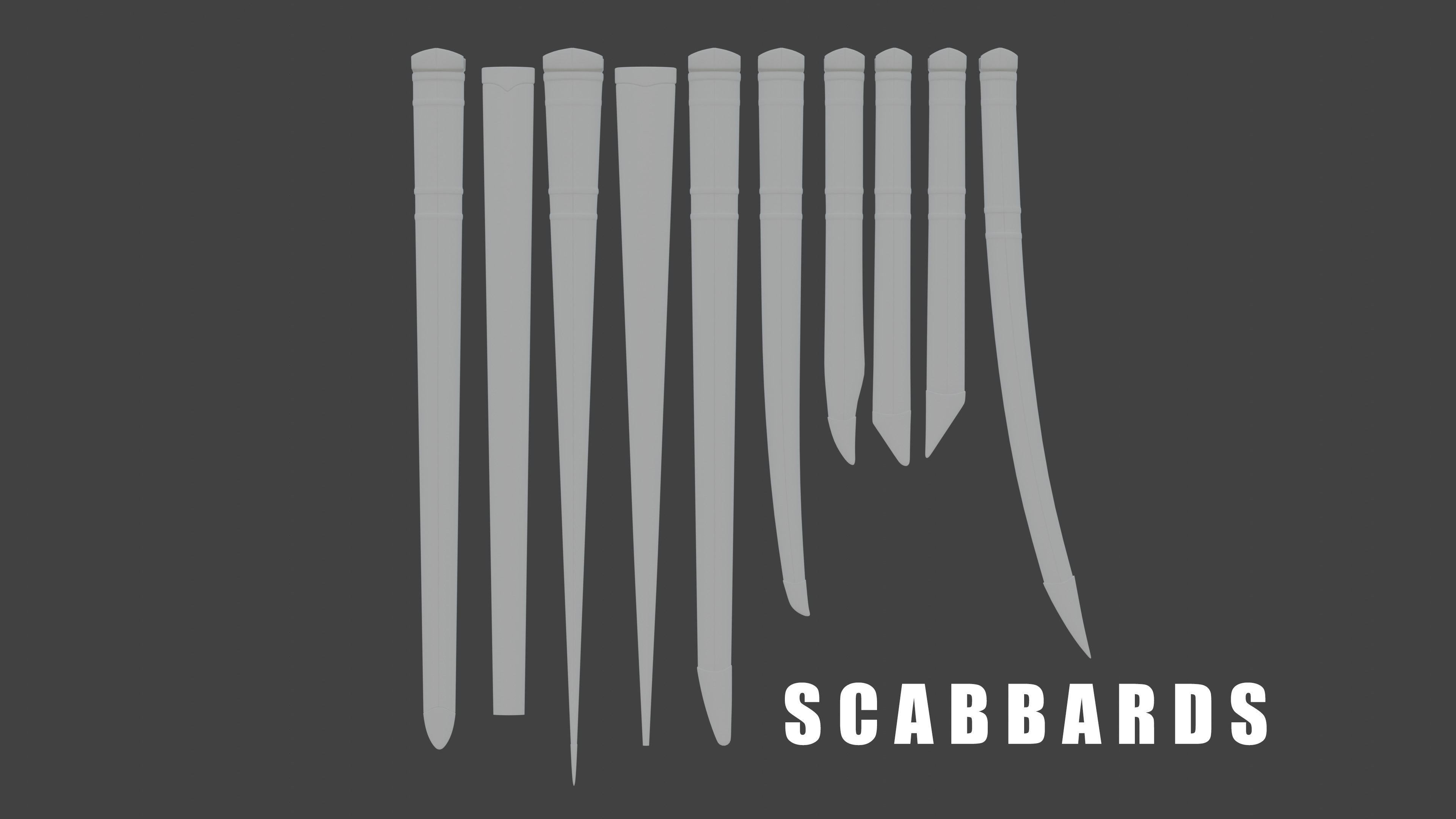 Modular Medieval European Sword-Falchion pack Low-poly 3D model_7