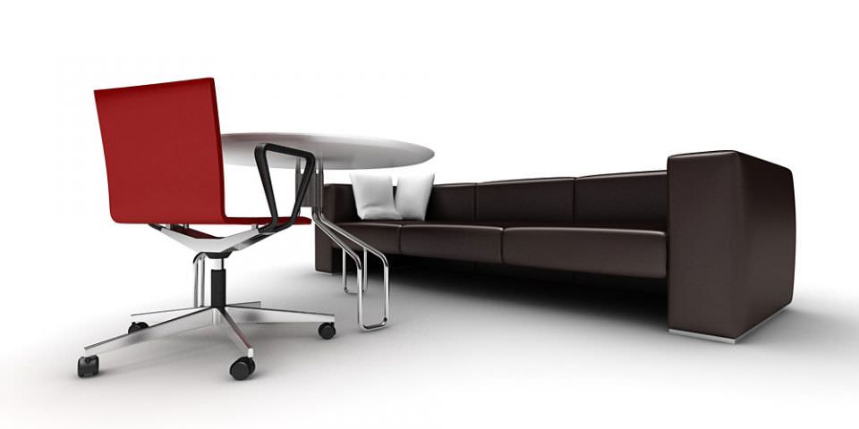 Furniture Collection office with couch and table 3D model_2