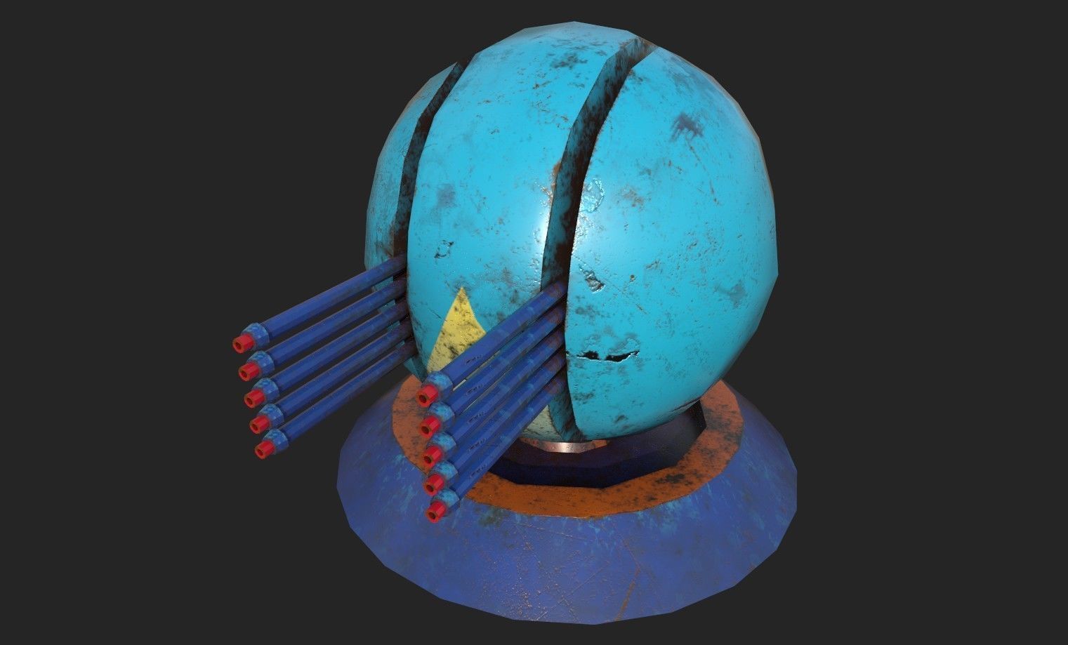 Stylized turret and jet Low-poly 3D model_29