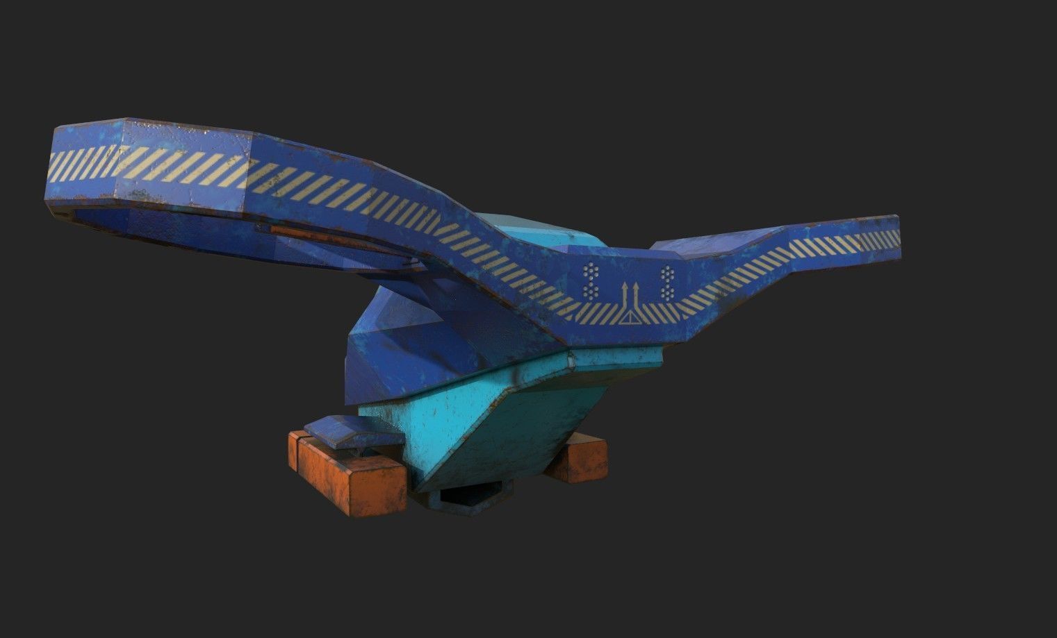 Stylized turret and jet Low-poly 3D model_16