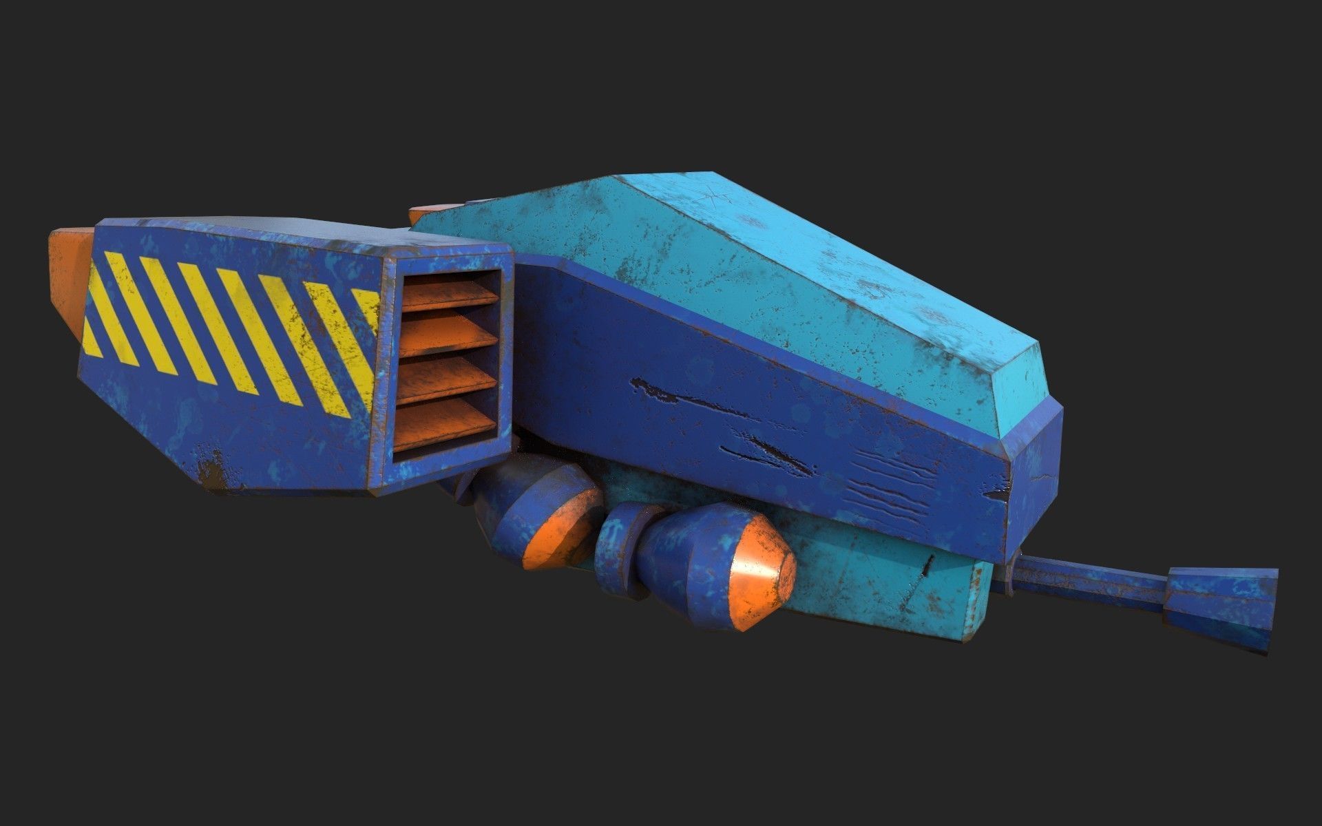 Stylized turret and jet Low-poly 3D model_8
