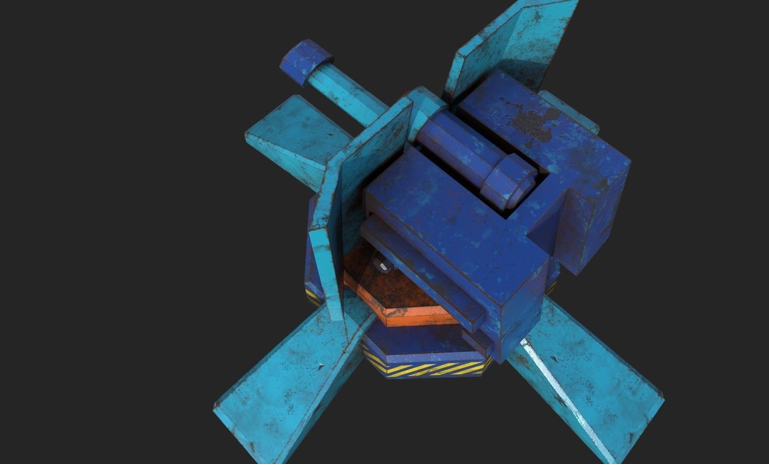 Stylized turret and jet Low-poly 3D model_26