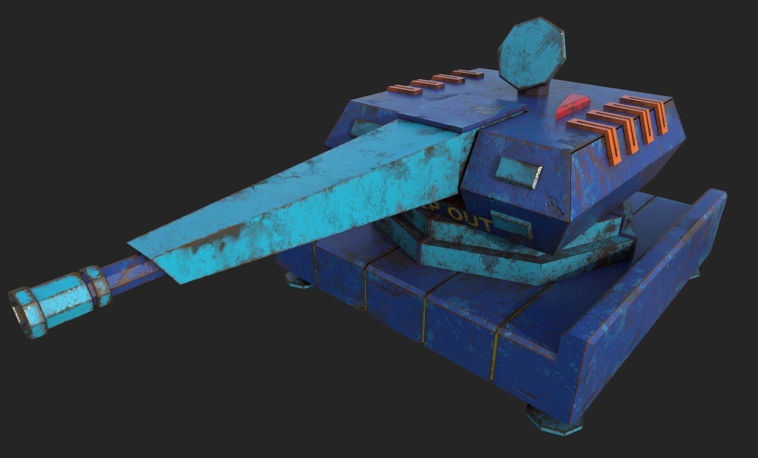 Stylized turret and jet Low-poly 3D model_39