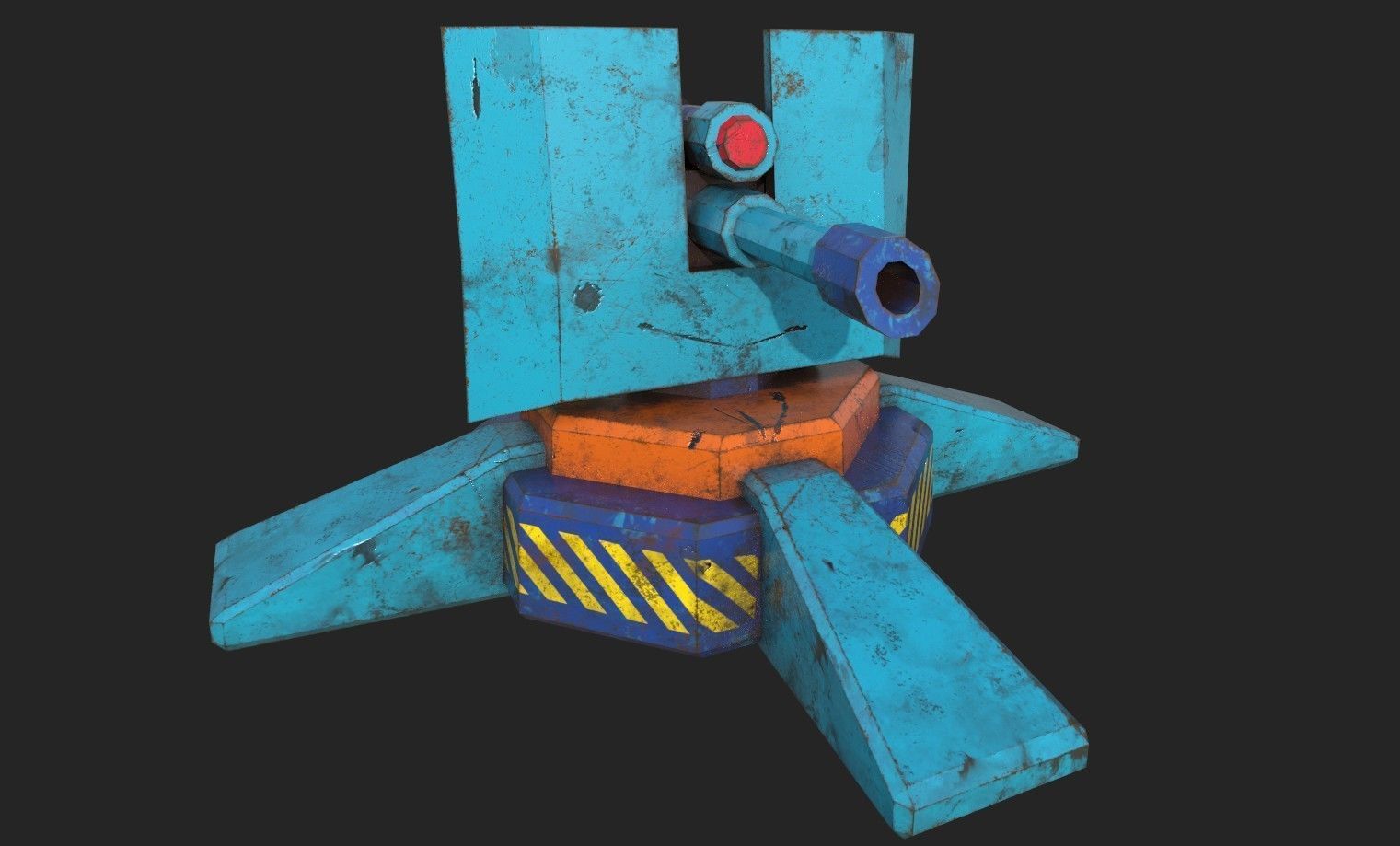 Stylized turret and jet Low-poly 3D model_23