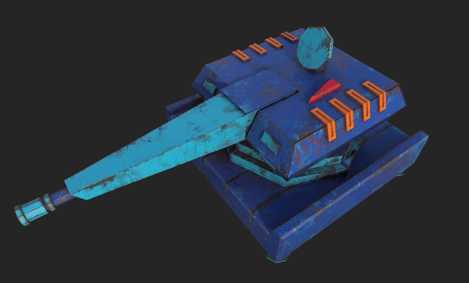 Stylized turret and jet Low-poly 3D model_40
