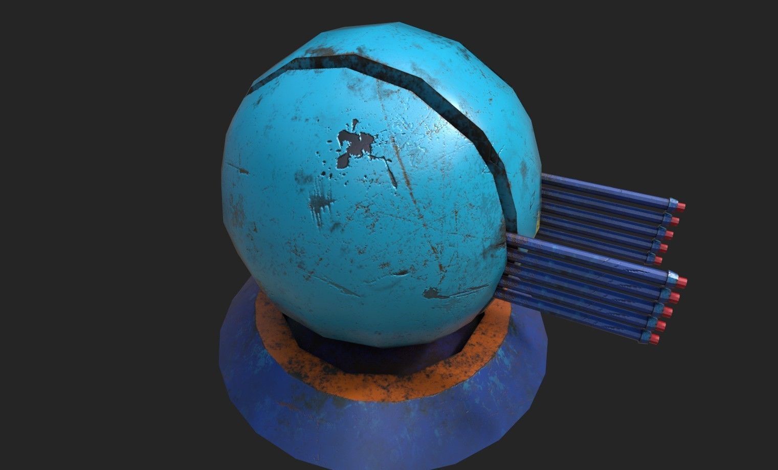 Stylized turret and jet Low-poly 3D model_31