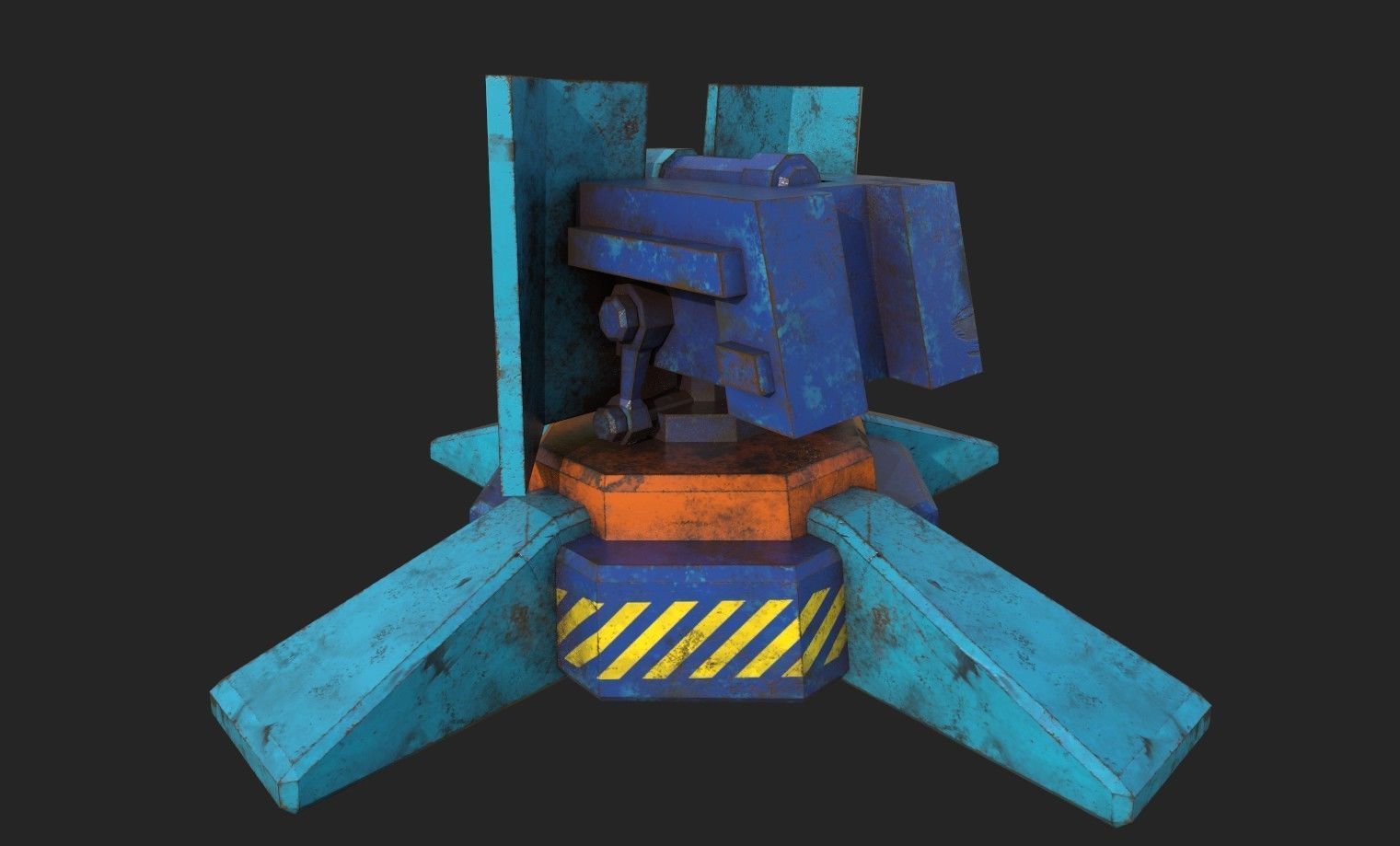 Stylized turret and jet Low-poly 3D model_25