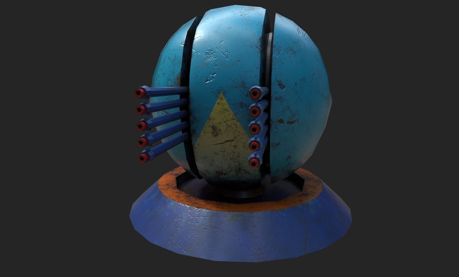 Stylized turret and jet Low-poly 3D model_30