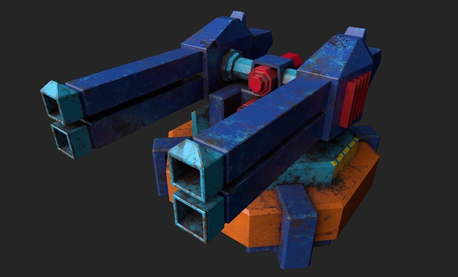 Stylized turret and jet Low-poly 3D model_34