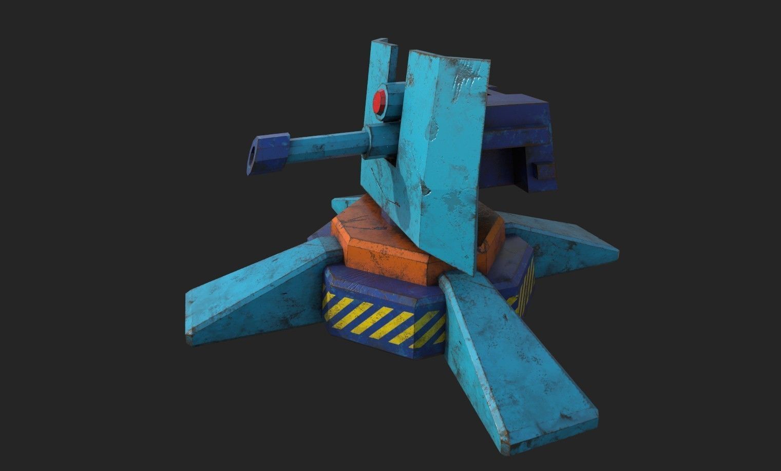 Stylized turret and jet Low-poly 3D model_24