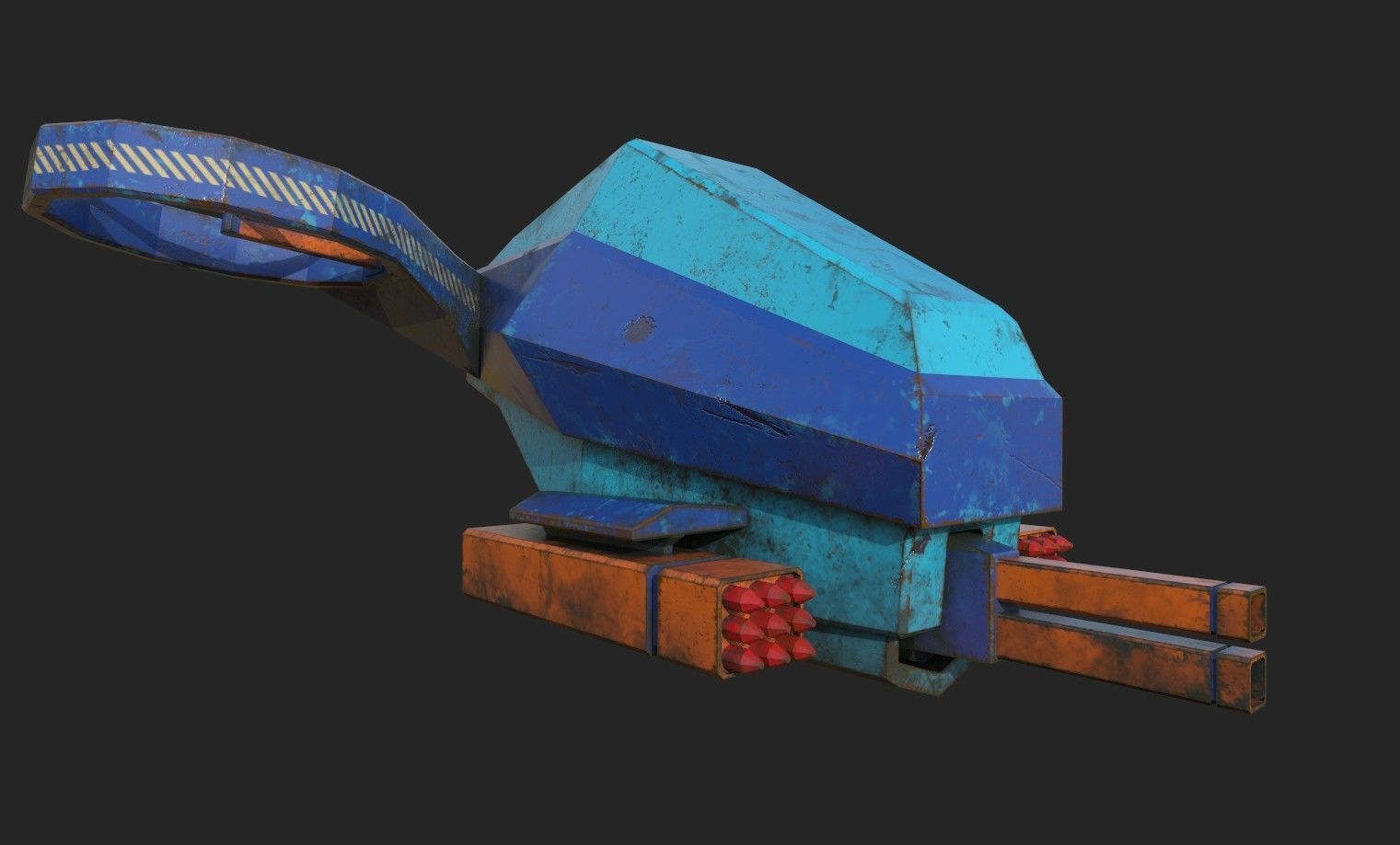 Stylized turret and jet Low-poly 3D model_15